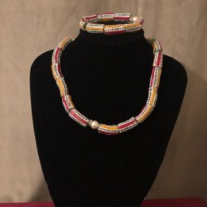 Two piece set African beads- necklace and bracelet